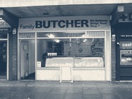 The shopfront of Battersea Family Butchers on Battersea Bridge Road